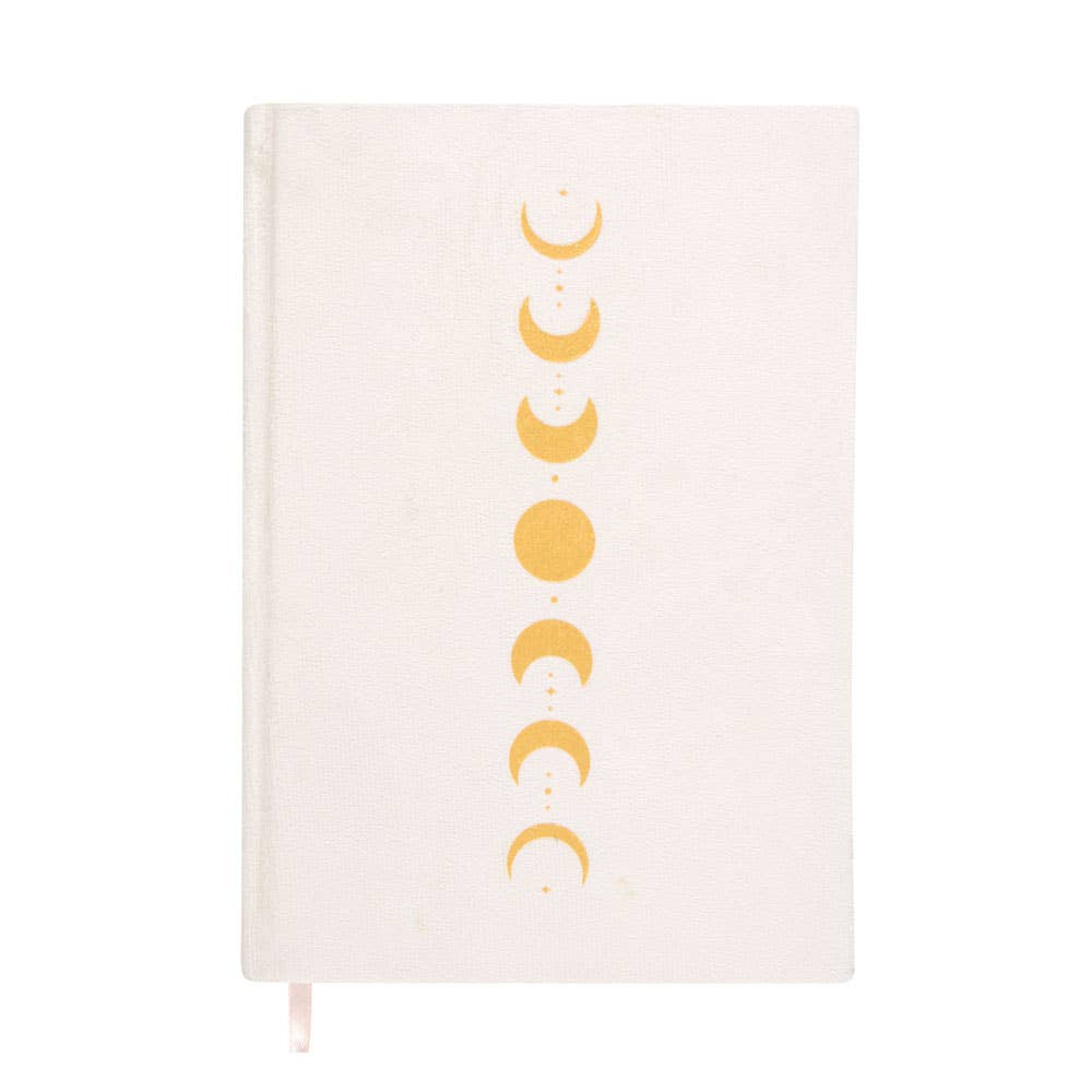 Notizbuch Moon Phases A5 – Samt Journal mit goldenem Mondphasen Design