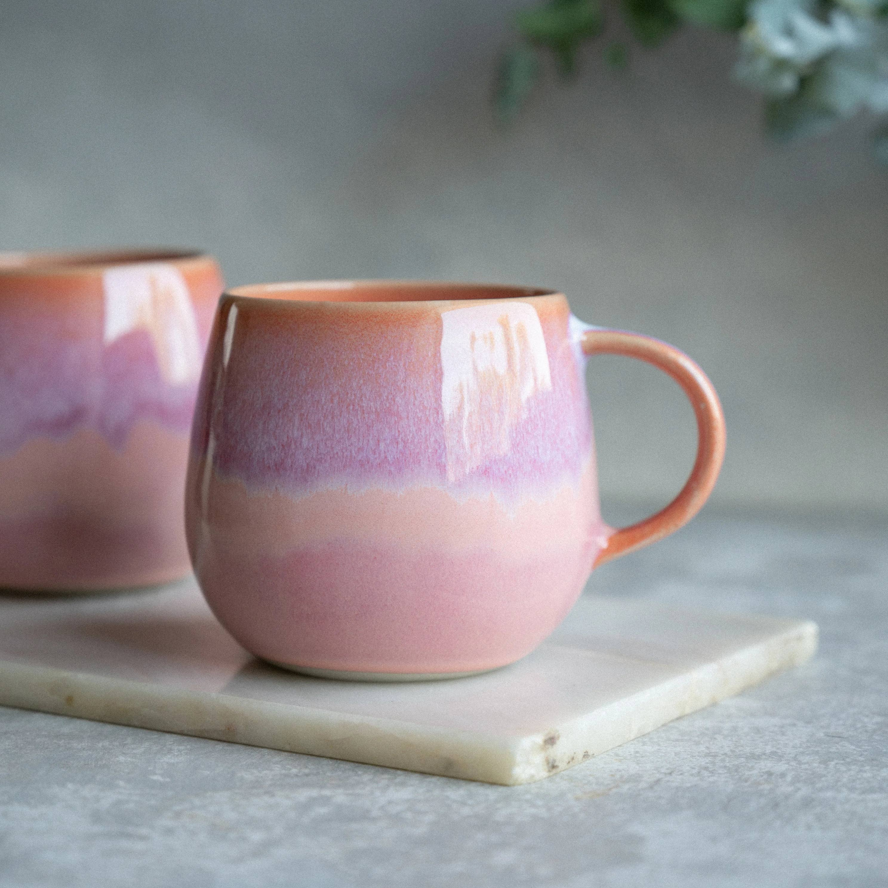 Keramiktasse Ice Cream – Handgefertigte Steingut Tasse in Rosa & Pfirsich 290 ml