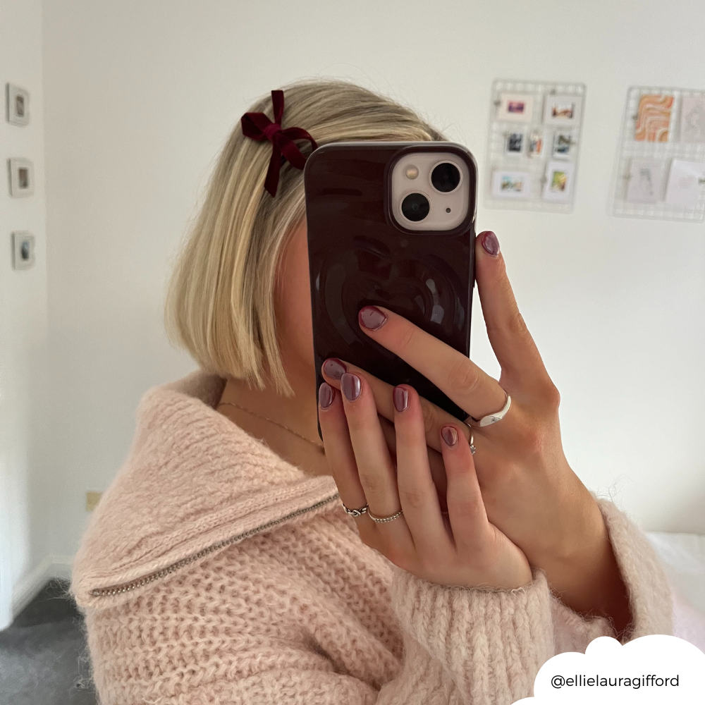 Burgunderrote Mini-Haarspangen mit Schleife
