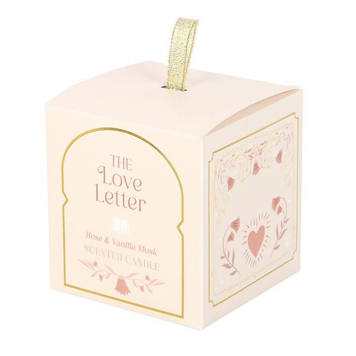 Duftkerze Love Letter – Rose & Vanilla Musk mit Golddeckel | Geschenk für Buchliebhaber